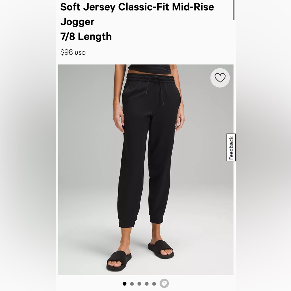 Lululemon jersey soft classic fit mid-rise jogger 7/8 length